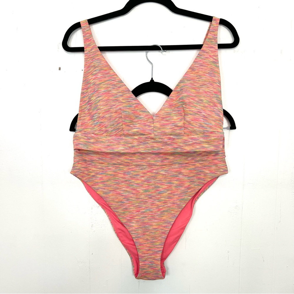 Aerie 2pc Bikini Set Colorful Textured Multicolor Swim Top & Bottom XL